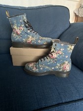 Dr Martens 1460 Castel Victorian Flowers Floral Pink Black Canvas Boots Uk 5 Doc