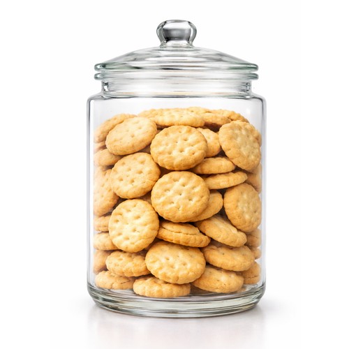 Large glass biscuit jar with - glass,