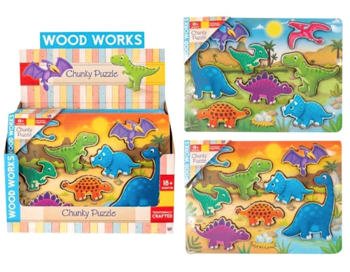 8pc chunky dinosaur wooden - 8pc,