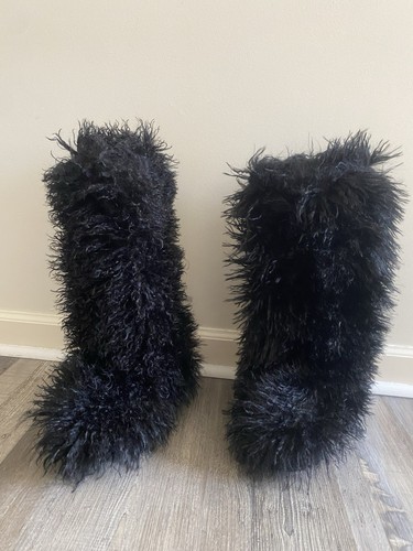 New y2k black faux fur - y2k,