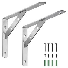 2Pcs Heavy Duty L Shaped Angle Shelf Brackets Support Stainless Wall Mounted