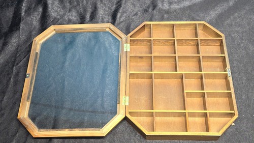 Vintage octagon wood glass - vintage,