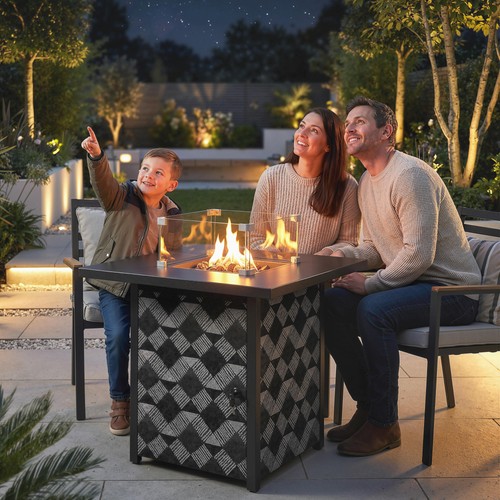 Square propane gas fire - square, pit