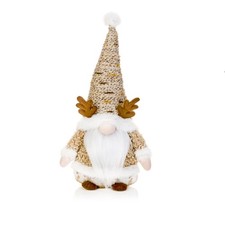 Christmas Festive Sitting Weighted Nordic Gnome Santa Gonk with Antlers 38cm