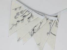 Handmade Laura Ashley Pussy Willow Off White Steel Grey Bunting 5 Double Flags