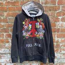Palace Skateboards Hippy Salute Hoodie Medium Black Full Zip Embroidered Rare!
