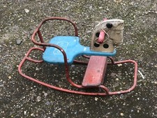 Vintage 1950s Triang Gee Gee Rocker Rocking Horse Blue Red Metal Nursery British