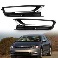 Pair Front Bumper Fog Light Lamp Cover Grille Chrome For VW Passat B7 2010-2015