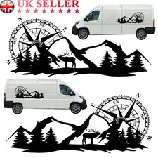 2X Motorhome/Camper Van Car Body Stickers Mountain Compass Vinyl Decals L/R