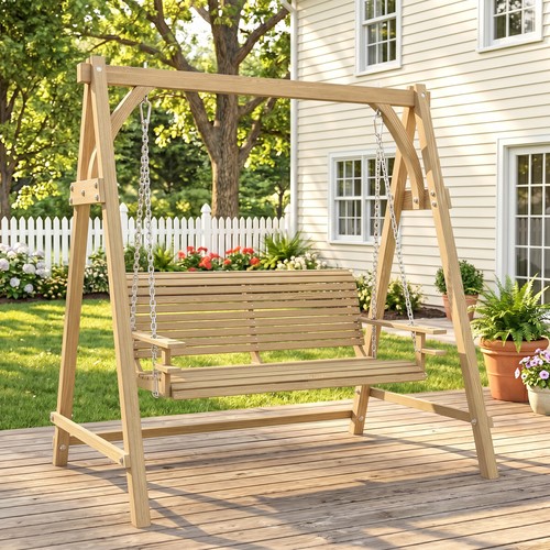 Seater wooden garden swing - 2,