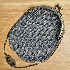 Antique Victorian Silver Chatelaine Mesh Coin Purse Chain Mail Women Bags 1890s