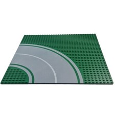 LEGO Baseplate 32 x 32 Stud Green with Grey Curved Road (30281) Good Condition