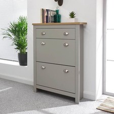 Grey Oak 2 Door Shoe Cabinet 1