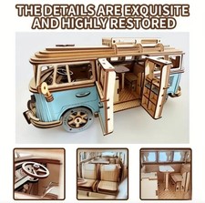 Blue Campervan Wooden 3D DIY