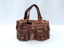 Vintage Mulberry Roxanne Bag Shoulder Handbag Buckle Leather Brown Tan Oak