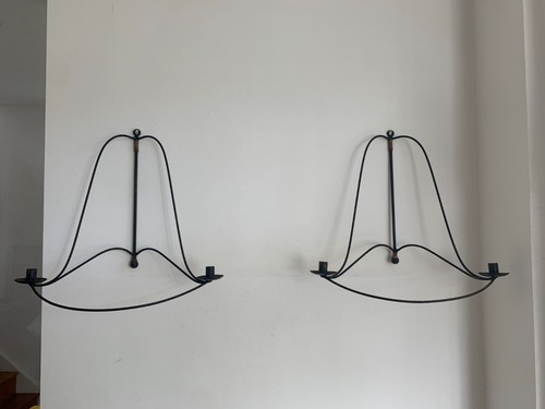 Pair vintage wrought iron - wrought,