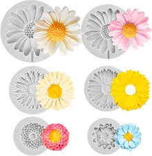 6 Pcs Flower Silicone Moulds