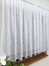 White lace net curtain 150x400 - curtain,
