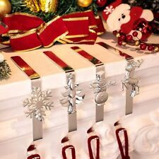 1/4Pcs Christmas Stocking Hanger Fireplace Metal Clips l Holder Hooks Rack
