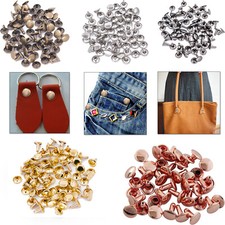 100pcs Double Cap Tubular Rivets Brass for DIY Leather Crafts Handbags Repair