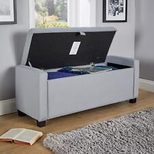 Verona Ottoman Storage Blanket Box Hopsack Fabric Seat Bench Foot Stool Grey