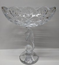 Waterford Crystal Seahorse Pedelstal Centerpiece Bowl Compote Tom Brennan 12 1/4