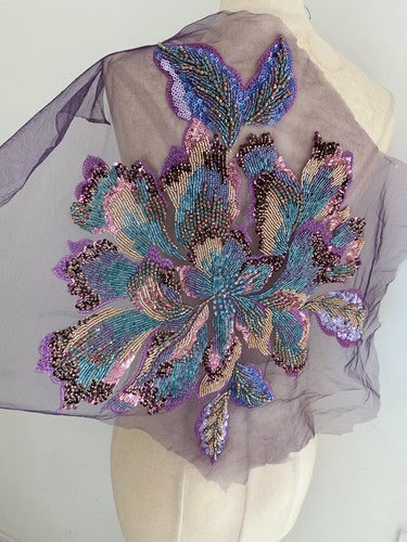 Purple flower applique - purple,