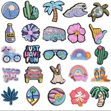 25pcs Summer Sun Beach Shoe Charms Crocs Jibbitz Shoe Jewelry Pendants