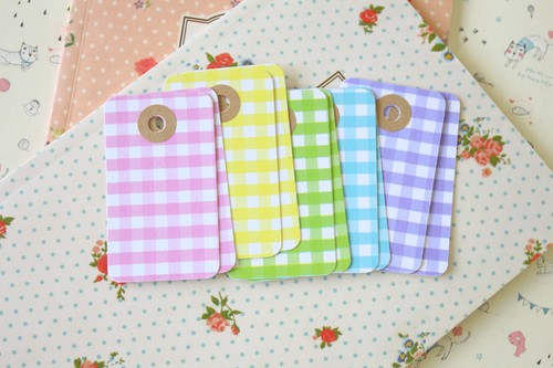 Pastel gingham rounded - gingham, tags