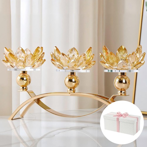 Crystal candle holder gold - crystal,