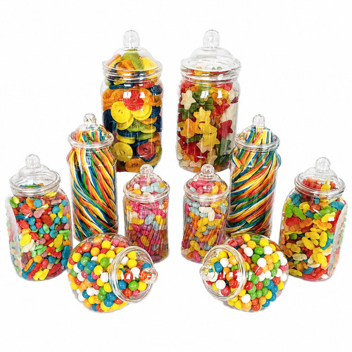 Mixed plastic sweet jars - mixed, x10