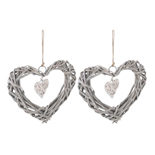2pcs double heart wicker - 2pcs,