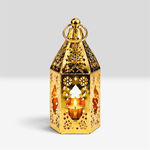 Moroccan gold lantern candle - gold,