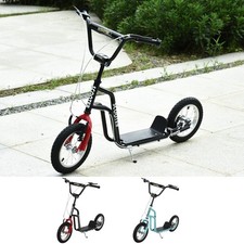 Kids Kick Scooter Teen Push Scooter Adjustable w/ 2 Brakes Inflatable Big Wheels