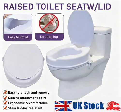 Raised toilet seat with - seat, lid