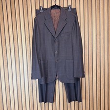 John Lewis Suit Brown Grey Check Mens 40 Pure Wool W34 L30 Italy