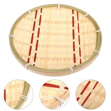 1pc Useful Bamboo Woven Basket Fruit Basket Round Basket Exquisite Basket