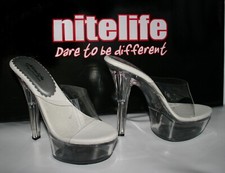 Clear Pole Dancer Mules 6"
