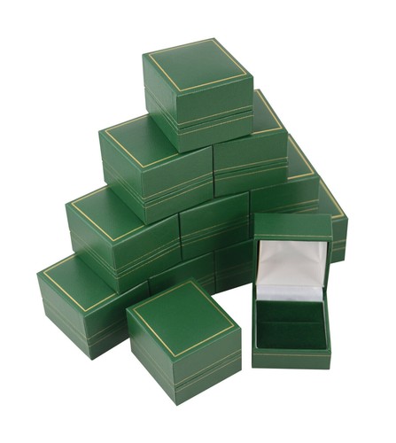 Green leatherette ring - leatherette, boxes