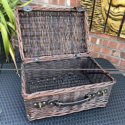 Dark brown wicker basket - dark, h