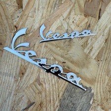 Vespa PX T5 LML Sprint GTS Chrome “Vespa” Badge Set Adhesive – 2pcs