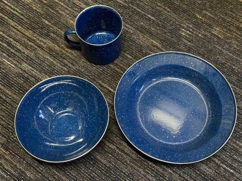 Camping enamel dinner set - enamel,