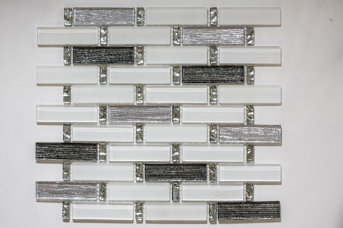 White grayscale glass mosaic - grayscale,