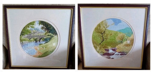 Pair vintage tapestry - of,