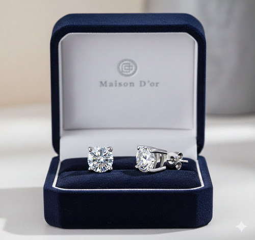 1ct earrings white gold - white, gift