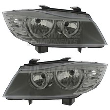 BMW 3 Series E90 LCI Headlights Saloon 2008-2012 Angel Eye Black Headlamps Pair