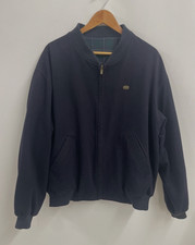 Men's Lacoste Reversible Bomber Jacket Navy Wool mix / Check Size large Vintage