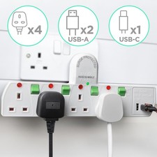 Duronic 4 Way White Multi Plug