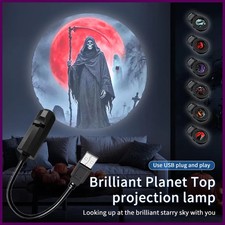 Led Halloween Moon Lamp USB Projector Night Light Christmas Holiday Ornaments.