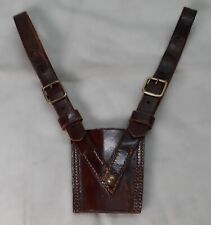 Vintage Army Officers Leather Sam Browne Sword Frog Carrier With Brass Fittings